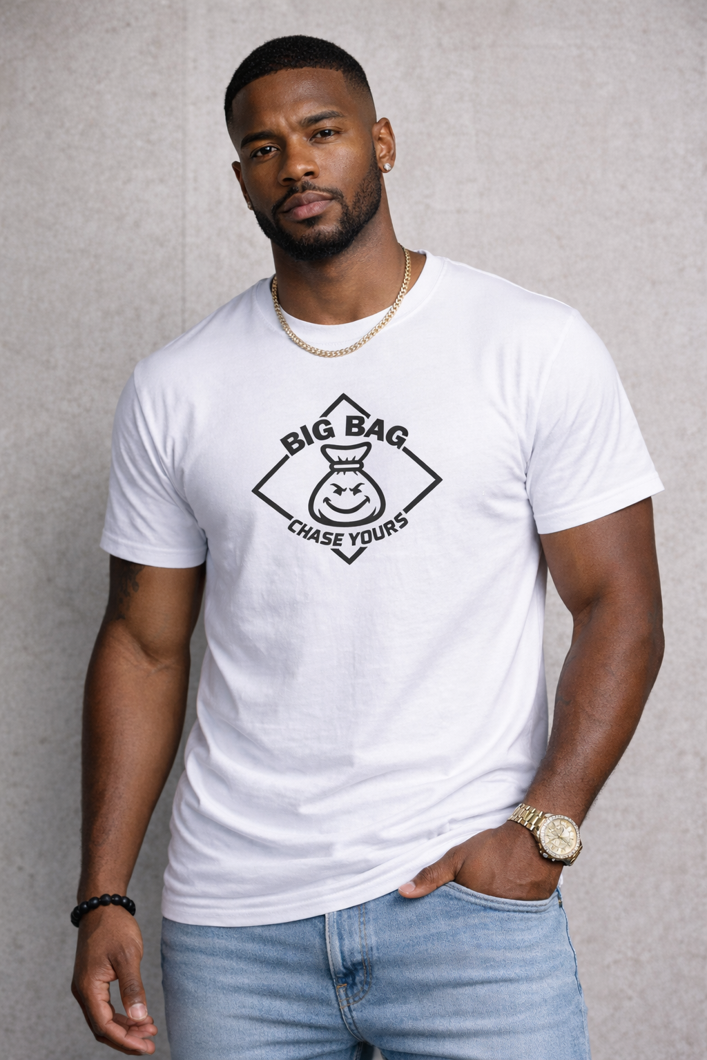 BIG BAG_ MONEY MONSTER T-SHIRT _WHITE/MULTI