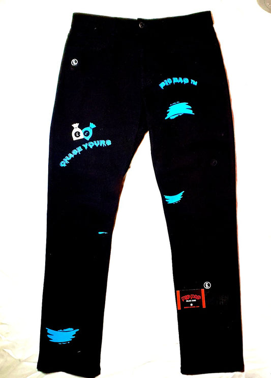 BIG BAG MULTI PRINT STRAIGHT LEG JEANS "benji"